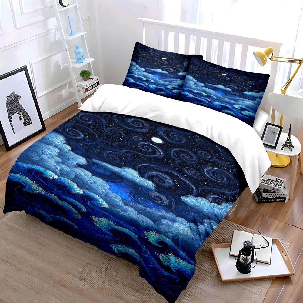 Swirling Moonlit Ocean Dreams Bedding Sets Duvet Covers Pillowcases(1* Duvet Cover 2* Pillowcases Without Duvet Insert)