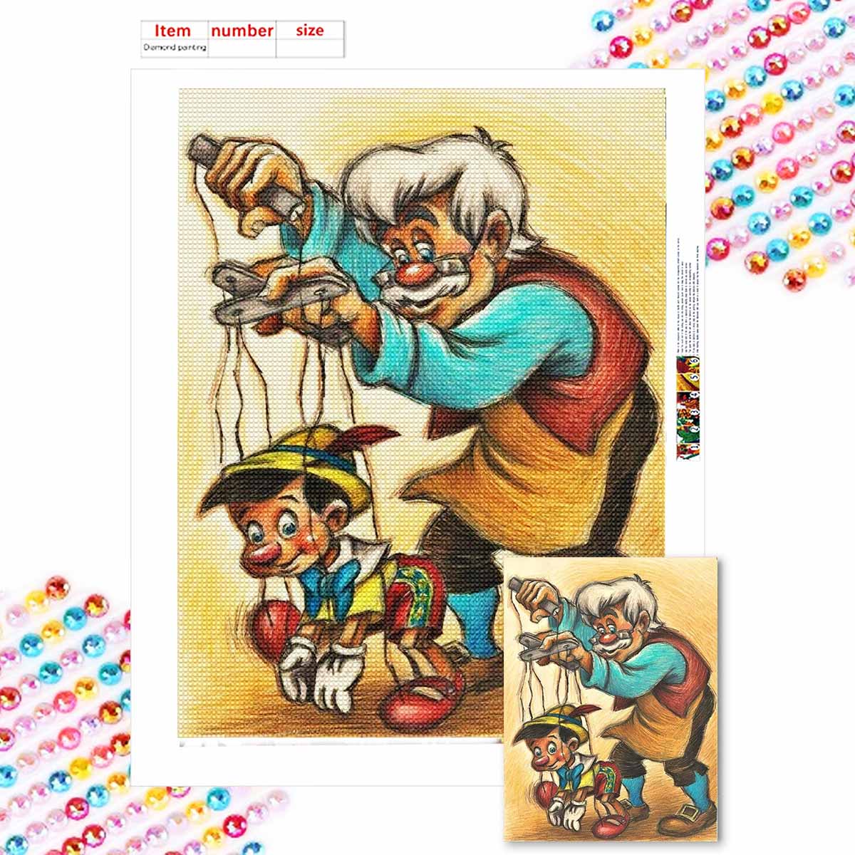 

5D Diy Diamond Painting Marionette Full Drill Rhinestones Mosaic Embroidery Handmade Products Home Decor Gift Round 20x30cm