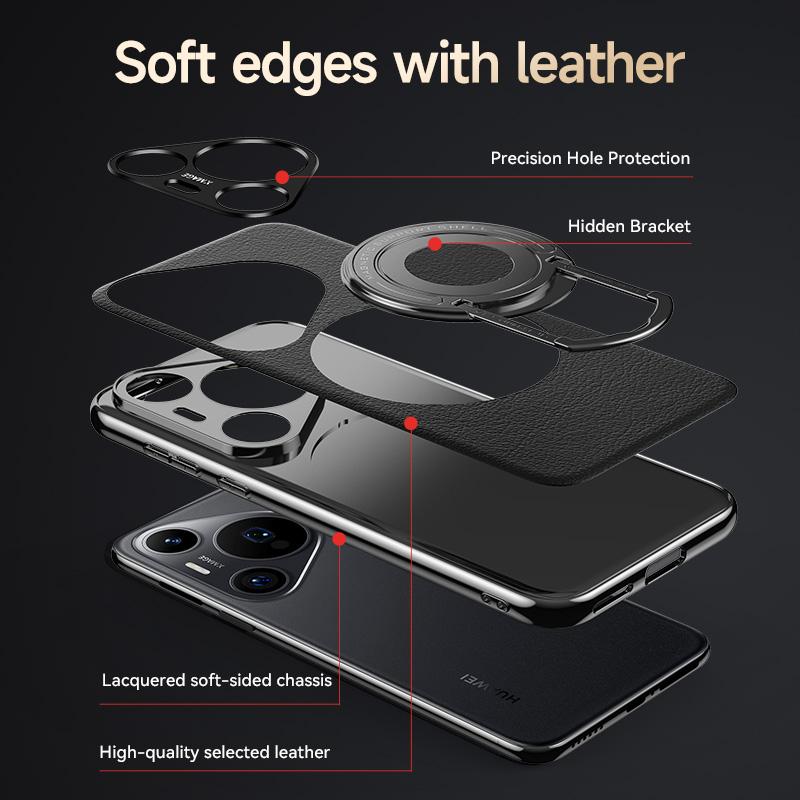 Miljøvennlig Vegansk Lær Skjult Støtte Etui For Huawei P60 Pro Art Pura 70 Ultra Pro+Plus Magnetisk Deksel Luksus Business Skall