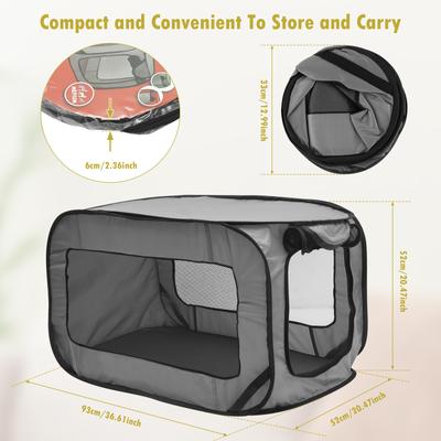 Foldable Dog Travel Crate Pop Up Puppy Carrier Crate with Zipper Mesh Door for Indoor Outdoor Dog Cat Network Pet Carrier Tent