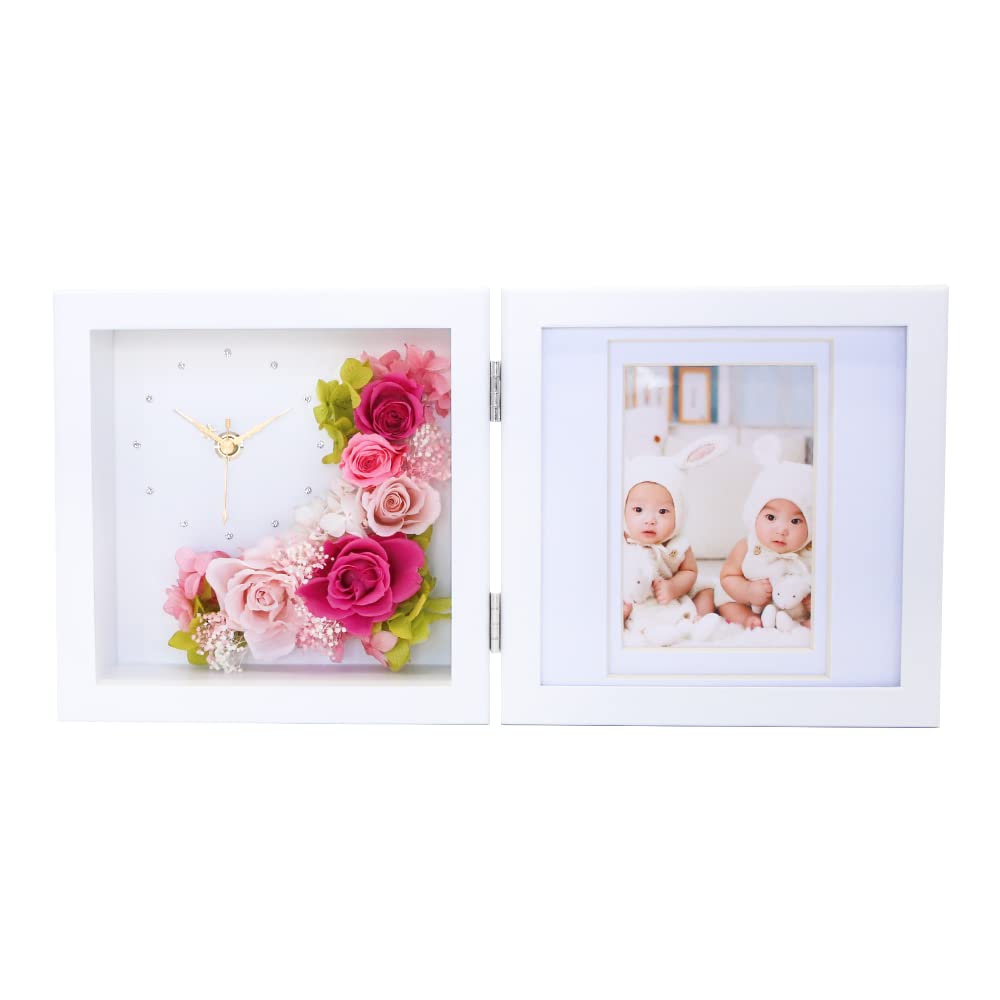

Фотоклок из стабилизированных цветов Arvo Gift Studio Happy x [Оригинальная улыбка] (Белый розовый)