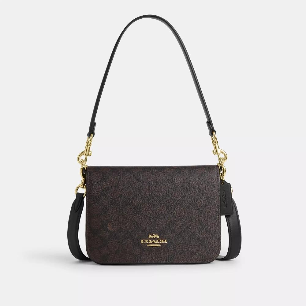 

Coach Сумка QuInn з фірмової канви Золотий Горіх Чорний One Size