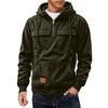 Men's Solid Color Fleece Half Zip Pocket Sweatshirt Hoodie Men's Sports Large Size Casual Sweatshirt
