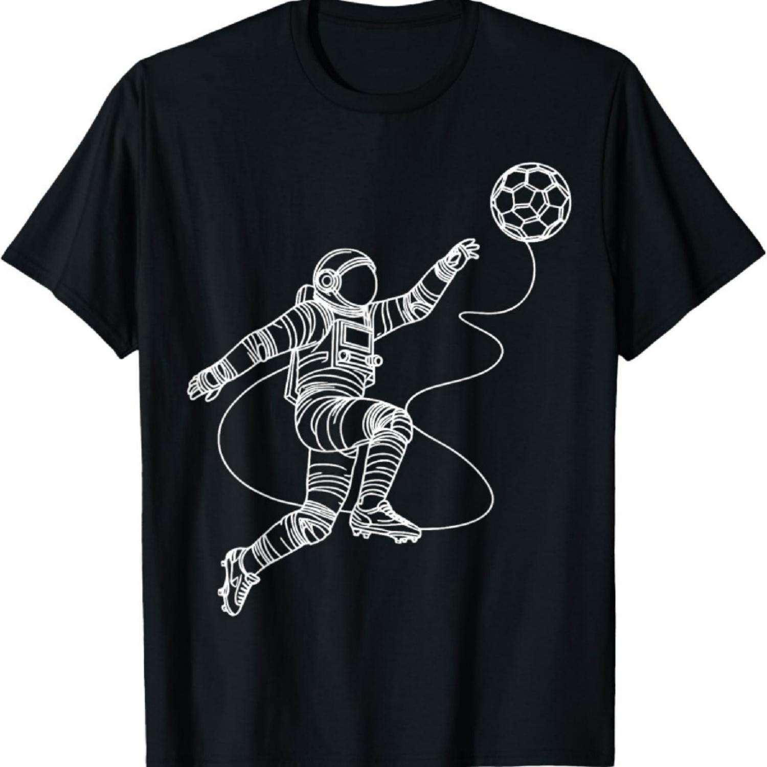 Галактическая цель - Футболка космонавта-футболиста XXXXXL чёрный