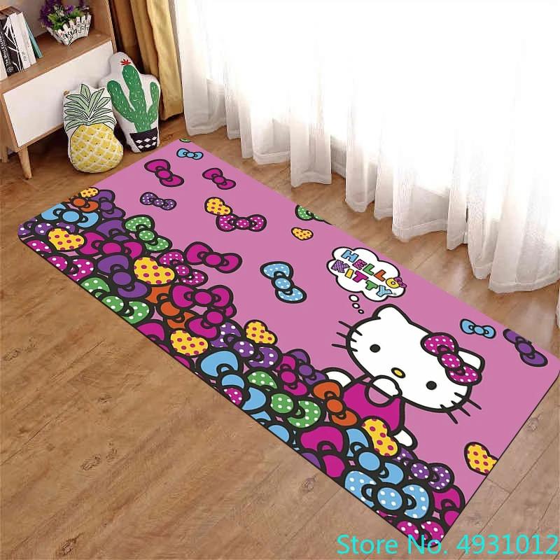 Anime Cartoon Kawaii Hello Kitty Rug Carpet Living Room Bedroom Bedside Decoration Soft Baby Kids Children Anti Slip Floor Mat