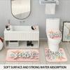 4pcs imitation relief pink Valentine's Day romantic print bathroom set waterproof shower curtain floor mat U-shaped toilet pad