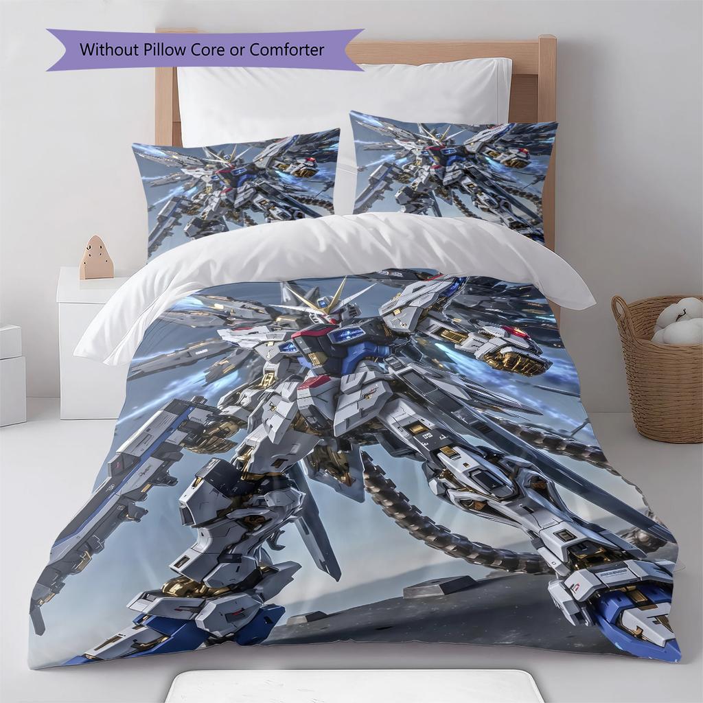 Gundam Mecha Battle Style Bedding Set Anime Duvet Cover Polyester Soft Bed Linen Twin Queen King -QJY