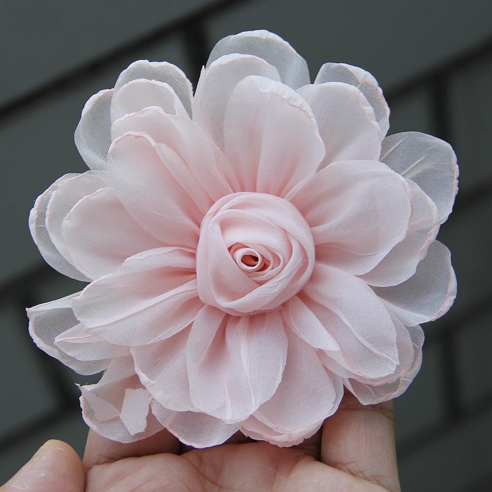 5 Stück DIY Seidenrosen Blütenkopf 3D Gebranntes Stoff Haarschmuck Für Brosche Anzug Jacke Reversnadel