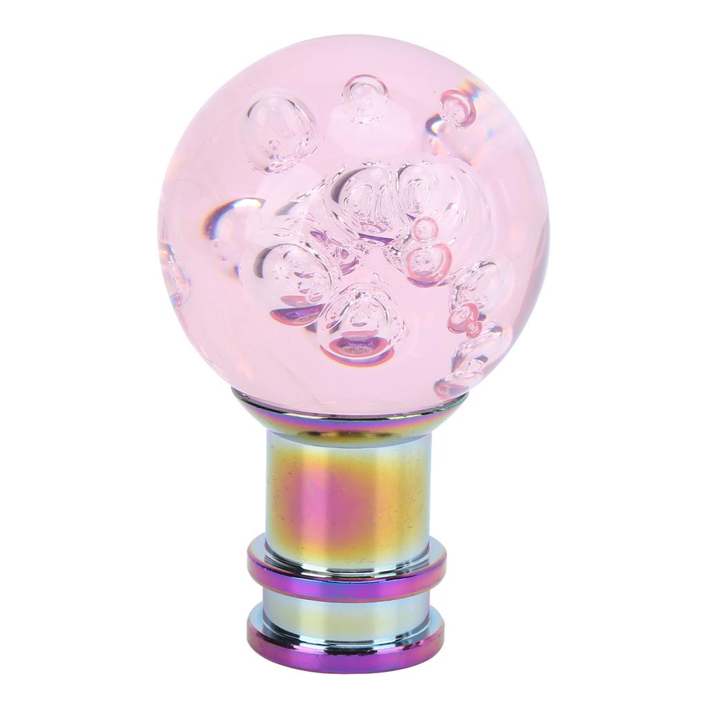 Manual Shift Knob Gear Stick Shifter Pink Crystal Bubble with 3 Threaded Adapters Universal