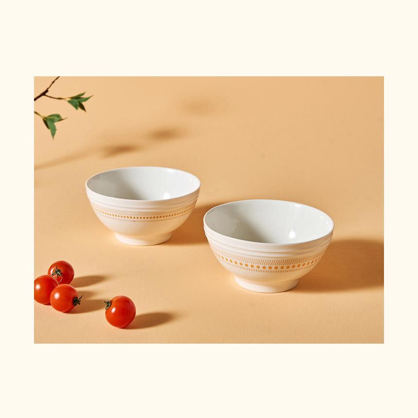 CORELLE Rosemont Keramická miska na nudle, 2 ks, stolní nádobí, slonovinová-oranžová