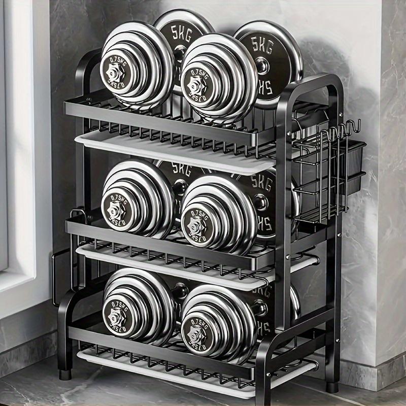 1pc 2/3-Tier Dish Rack for Kitchen Counter,Dish Racks with Drainboard for Kitchen Countertop,Metal Dish Drainer with Utensil Holders
