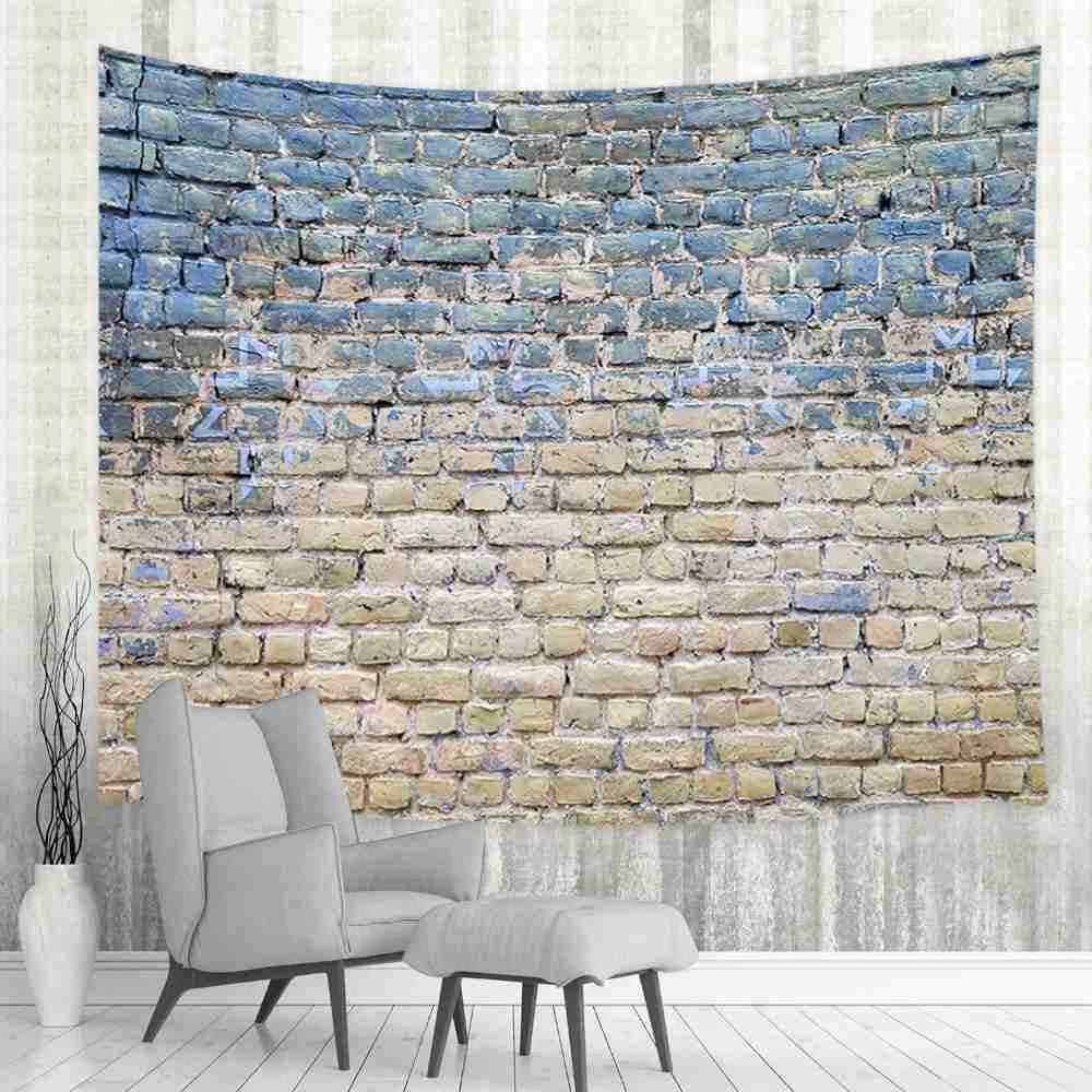 Retro brick wall tapestry vintage white 75x100 чёрный