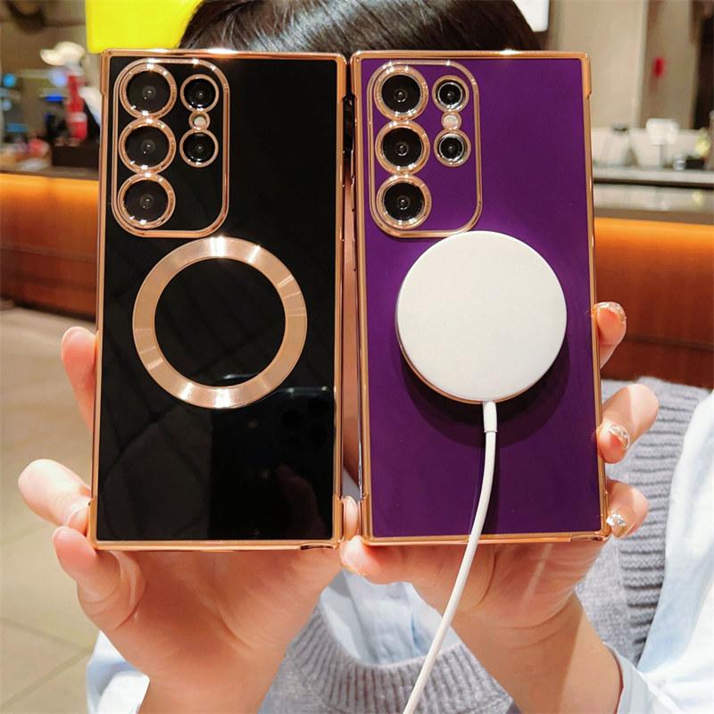 Plating Magnetic Case for Samsung Galaxy S26 S25 FE S24 S23 Ultra S22 S21 MagSafe Cover Phone Accessories