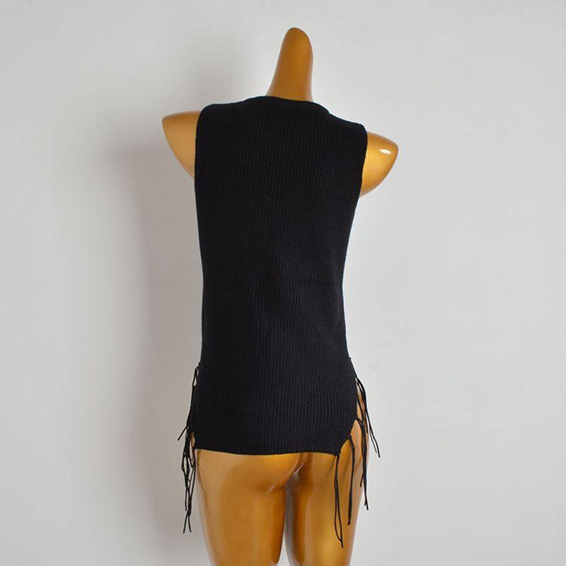 Foreign Trade Original Order Fall and Winter Drawstring Bag Sleeveless Knit Vest Vest Women's Chic Silm Slim Looking Sexy Outer Tops