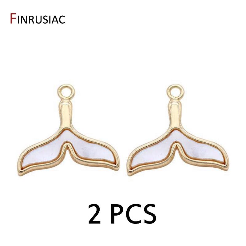 14K Gold Plated Brass Small Cute Mermaid Whale Tail Charm Pendant For Jewelry Making DIY Bracelets Necklace Earring Findings