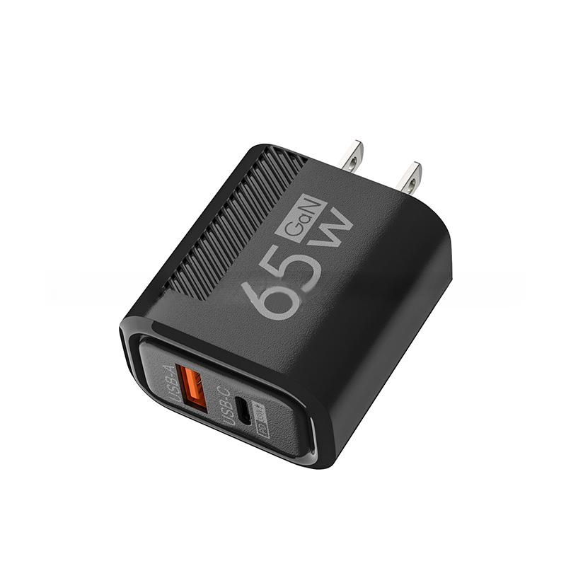 

65W USB Type-C GaN Зарядний пристрій для телефону Для iPhone Для Samsung Huawei Xiaomi PD Швидка зарядка Дорожній адаптер живлення QC3.0 Для планшета Black US-Plug