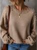 Yangyang Plus Size Loose Long Sleeve Beaded Round Neck Women's Sweater - Autumn/Winter New European & American Style