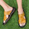 Men Slippers Outdoor Summer Brown Sandals Yellow Open Toe Beach Shoes Plus Size for Father