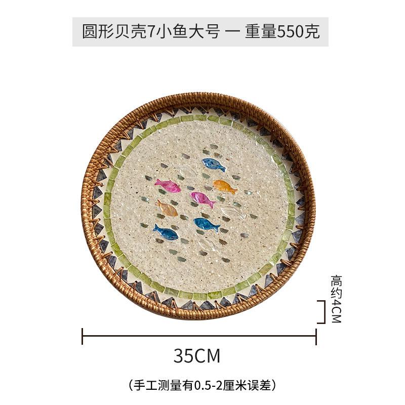 30-35cm Handmade Rattan Decorative Round Restaurant Storage Picnic Basket