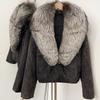 Autumn and winter natural real removable fox fur collar jacket new daily versatile commuter style duck down jacket women