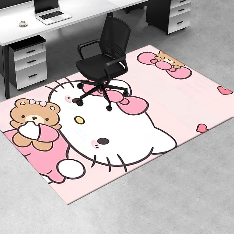 Office Rug Hello Kitty, Teddy Bear Anti-Slip Rug, Machine Washable for Living Room, Bedroom, Office, Multiple Sizes, Bedroom Mat, Decorative Mat, Dura