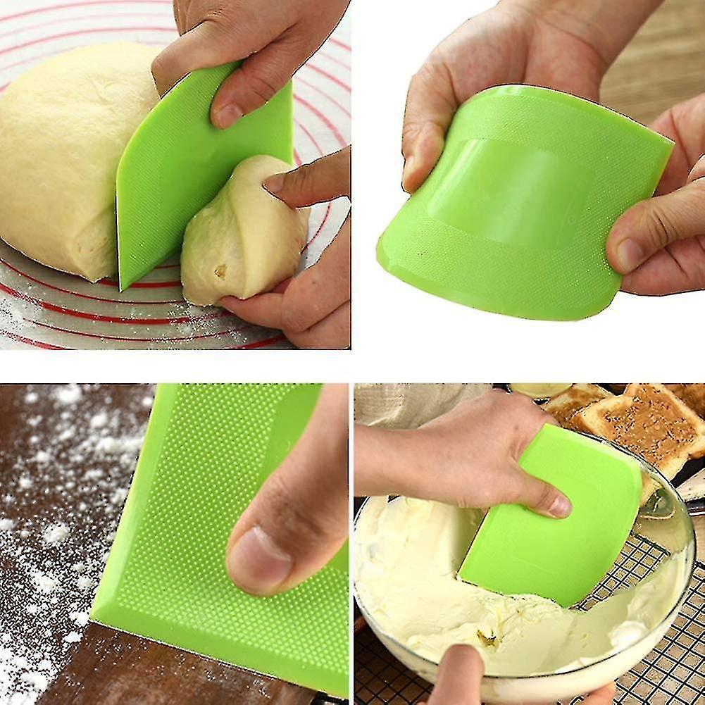 2 Pieces Dough Scraper Bowl Scraper Food-safe Plastic Dough Cutter Flexible Plastic Scraper