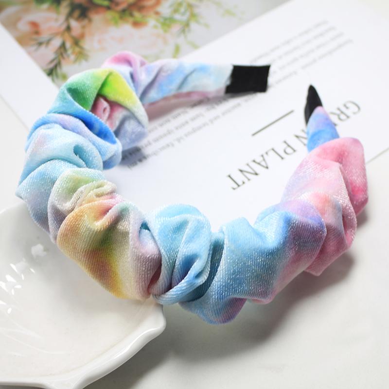 Lystrfac Solid Color Slik Padded Pleated Hairband for Women Fashion Scrunchy Headband Retro Hair Loop Female Hair Accessories