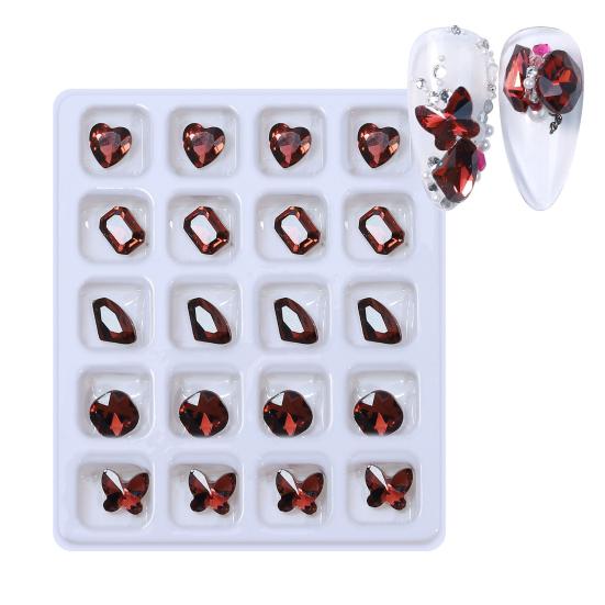 20Pcs/Box Nail 3D Multi Shining Shapes Lustrous Rhinestone Long Lasting Nail Decoration Resin Water Drop