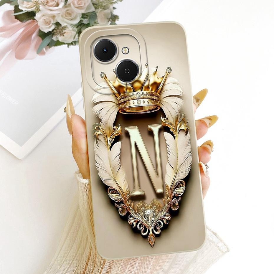 Fashion Crown Letter Couple Phone Case For Tecno Spark 40C 40 Soft Silicone Cases For Tecno Spark40 Spark40C 4G Covers Bumpers