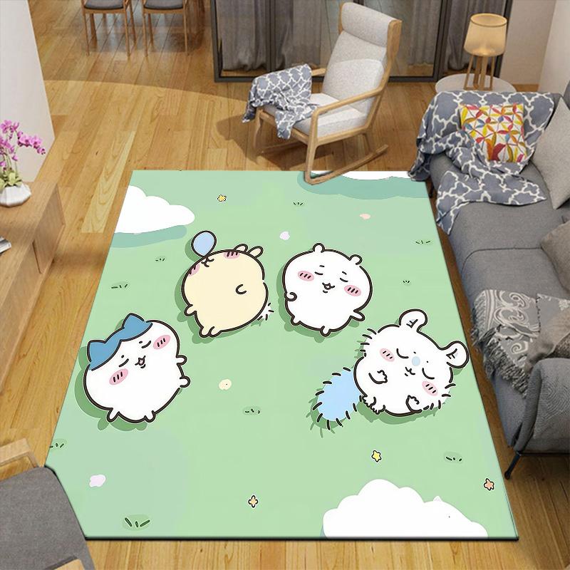 Usagi Flannel Pattern Square Carpet,Area Rug,Carpet Rug for Living Room Bedroom Sofa Playroom Decor,Non-slip Floor Mat