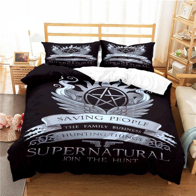 Supernatural Pattern Duvet Cover Set Bedding for Aldult Kids Bed Set Game Quilt Cover Comforter Cover Bedding Set