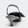 Fashion Elegant Gray Kitten Heel Slingback Strap Pumps Women Sexy Pointed Toe Satin Knot Heeled Sandals Fashion Office Designer Shoes