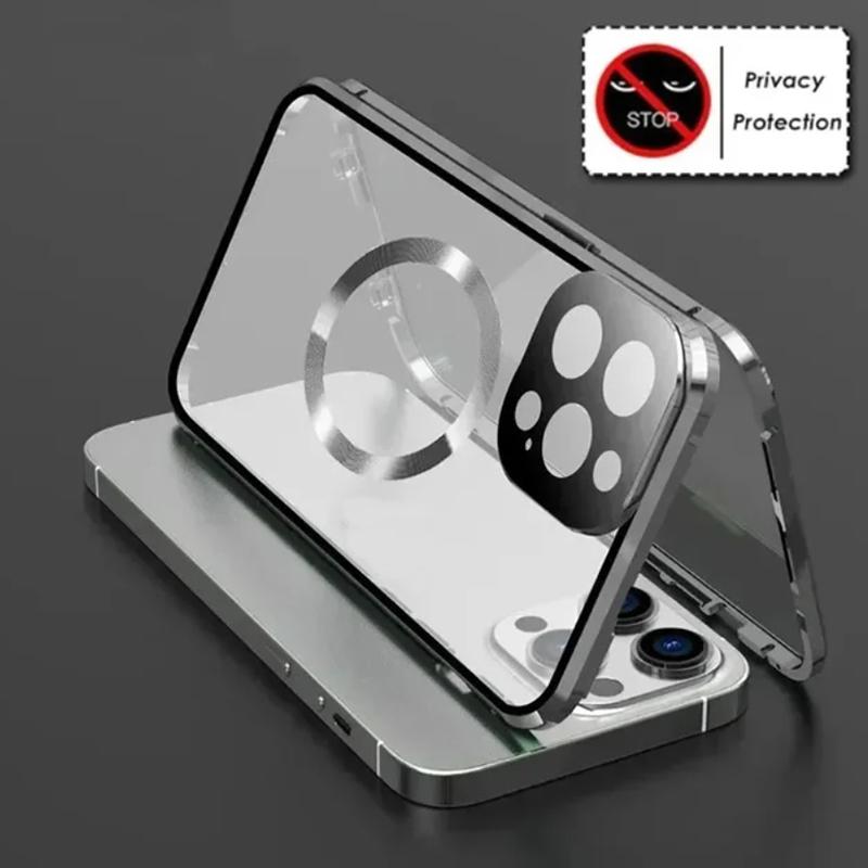 Funda Magnética Metálica Anti Miradas Indiscretas de Privacidad Para iPhone 17 16e 15 14 13 12Pro Max Funda Magsafe Protección 360 Funda de Teléfono a Prueba de Golpes