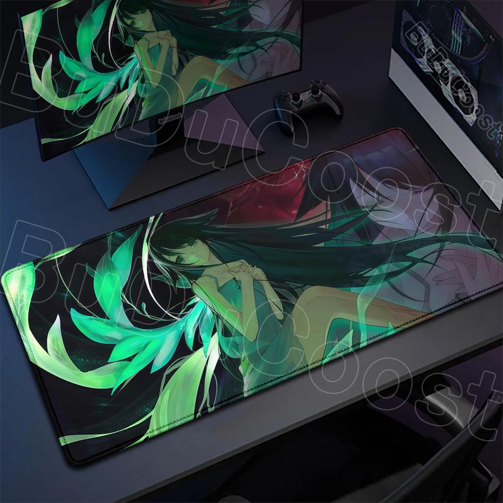 Laptop Washable Desktop Gaming Keyboard Mat PC Rubber Accessories Locking Edge 900x400mm Black S-Saya No Uta Mousepad XXL Carpet