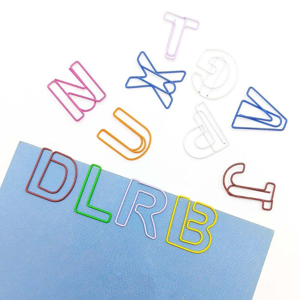 26pcs Hollow Letter Paper Clips Bookmark Photo Tickets Holder Colorful Paper Clamps  School