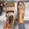 Women's Sandal with Frosted Leather Belt Buckle for Summer, New Cork Beach Sandals for Women, Non Slip Flat Sandals