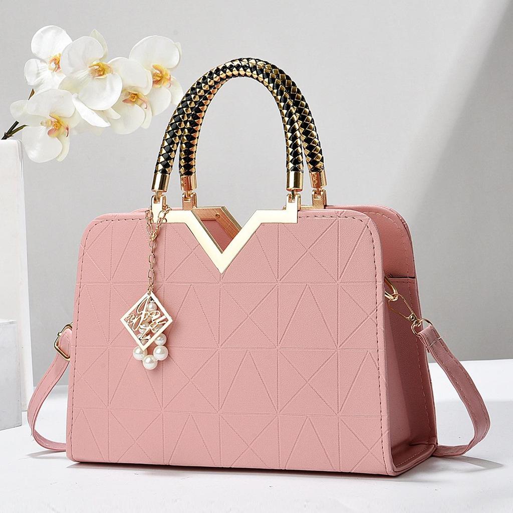 Kvinners en-skulder veske Temperament koreansk versjon Mote Wild Shell Bag Perle dekorasjon kan være Crossbody Ring veske