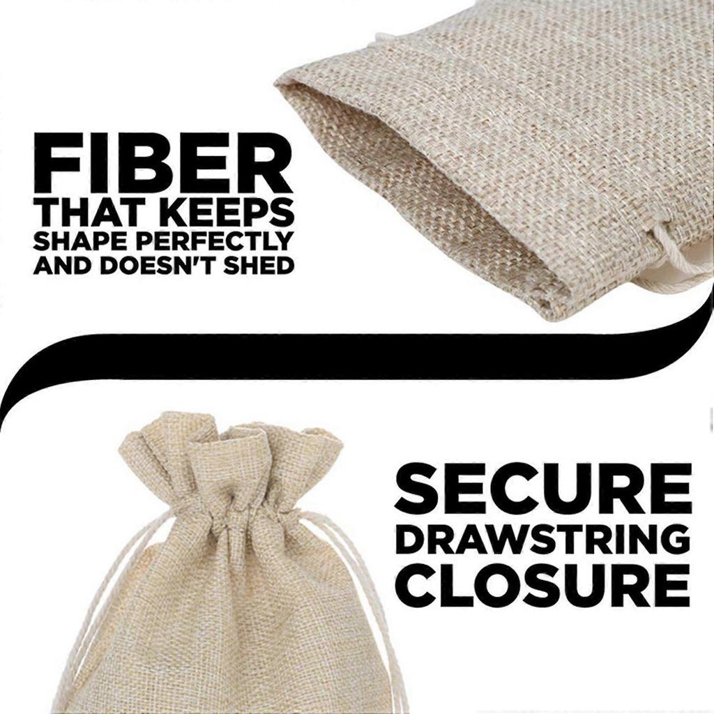 100Pcs 5.9 Inch X 8 Inch Natural Linen Burlap Bags with Jute Drawstring for Gift Bags Wedding Party Favors Jewelry Pouch