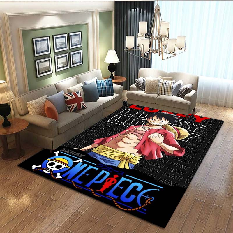 3D printed ONE PIECE cartoon cute rug, suitable for living room, bedroom, table, kitchen doorway, children's non-slip floor mat,