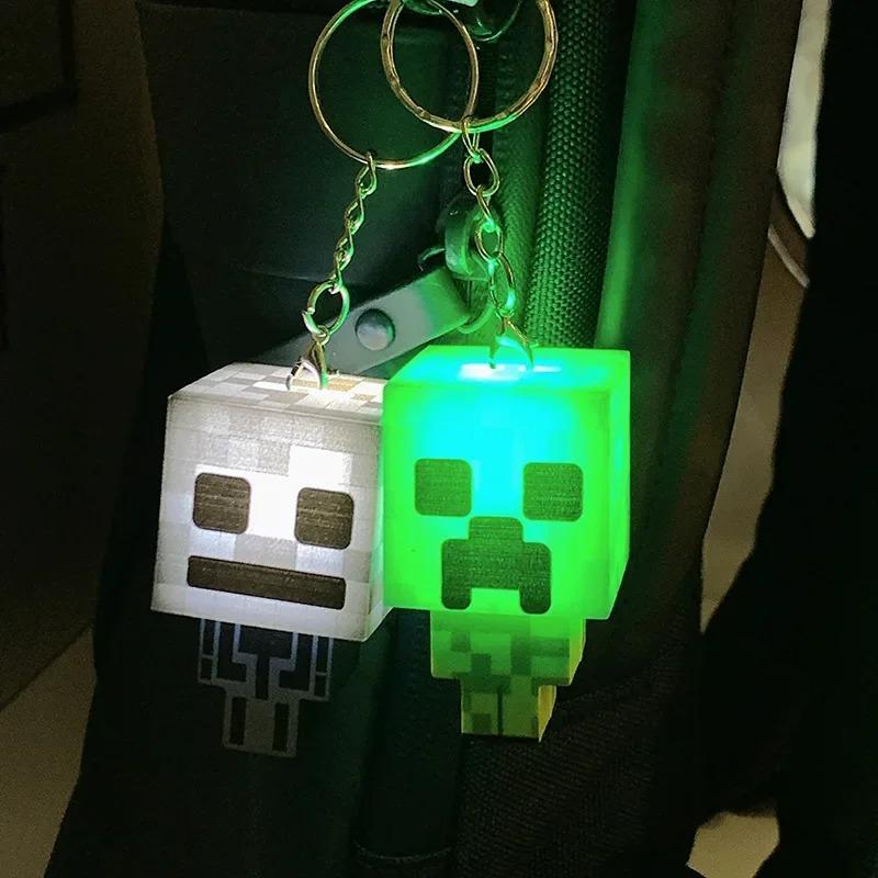 Minecraft Surrounding Torch LED Light USB Rechargeable Mini Torch Keychain Backpack Pendant Children Gifts LED Night Light