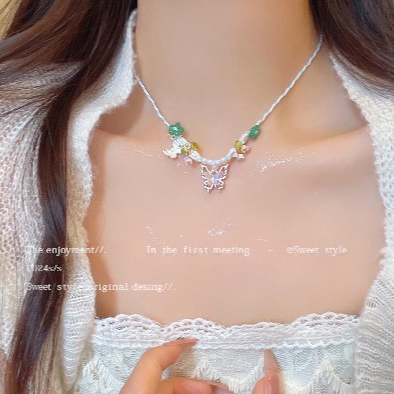 

Ожерелье из бисера и бабочки «Сладкий темперамент» Xiaohongshu: Легкие роскошные и универсальные украшения на ключицу для женщин X1561 синий