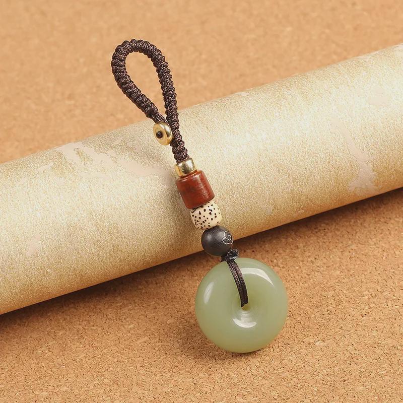 Exquisite Agate Chalcedony Jade Pendant Keychain - Creative High-End Gift for Couples, Men & Women