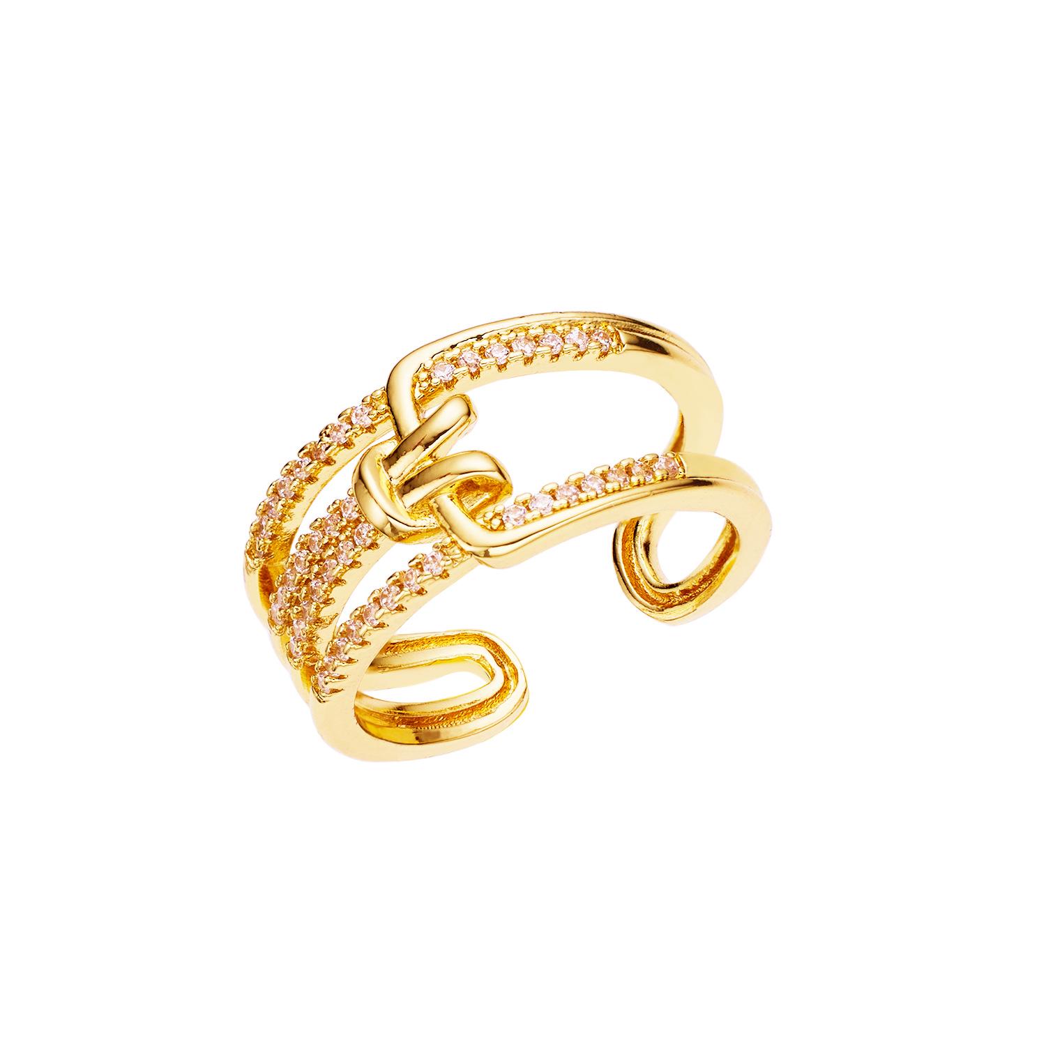 Adjustable European 18K Gold Plated Titanium Steel Pearl Ring