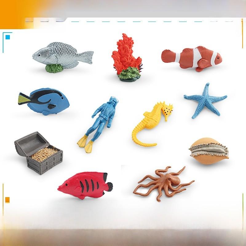 Realistic Ocean Creature Pvc Figurine Set Coral Reef Fish Octopus Starfish Marine Scene Decor For Home