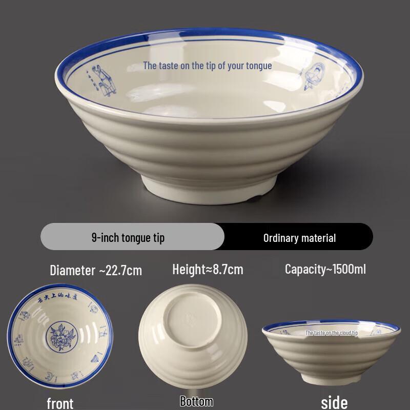 A3 Melamine 9-inch Threaded Noodle Bowl