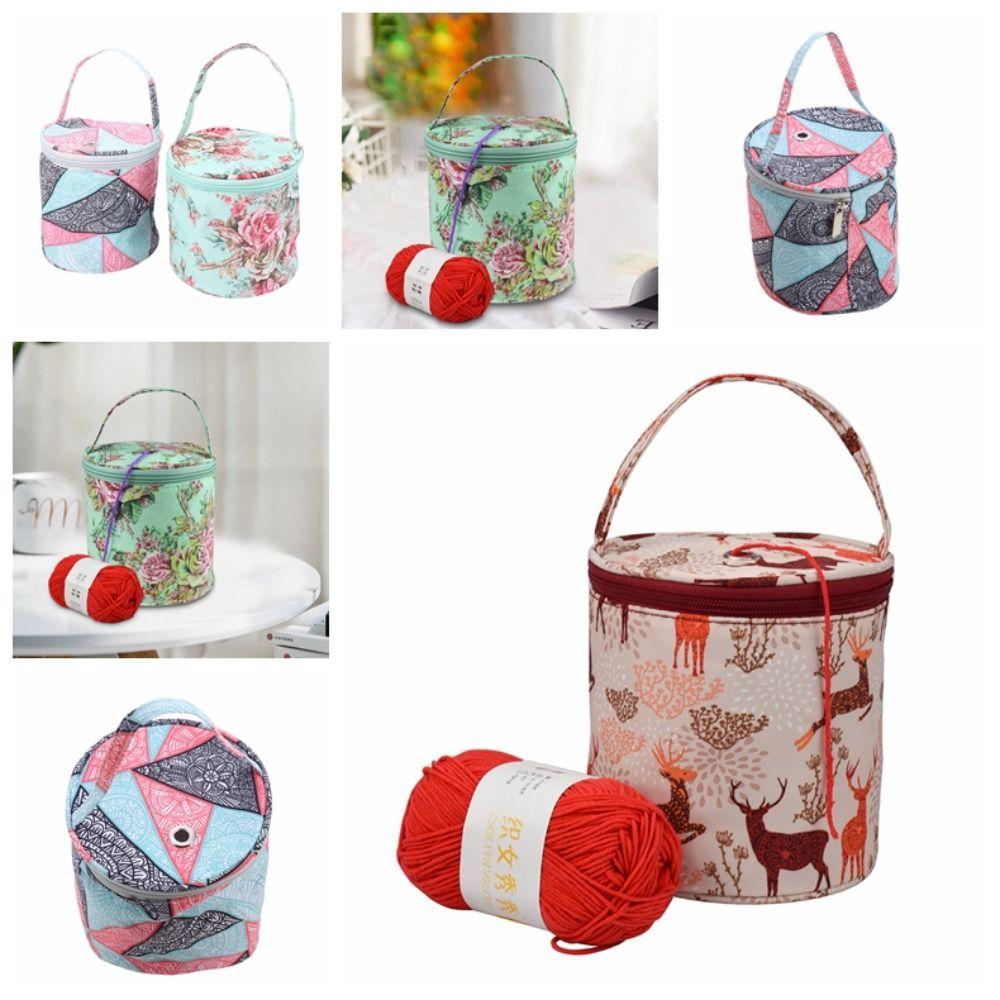 Organizer Round Yarn Storage Bag Knitting Yarn Zipper Needles Handbag Portable Wool Yarn Bag Home Storage