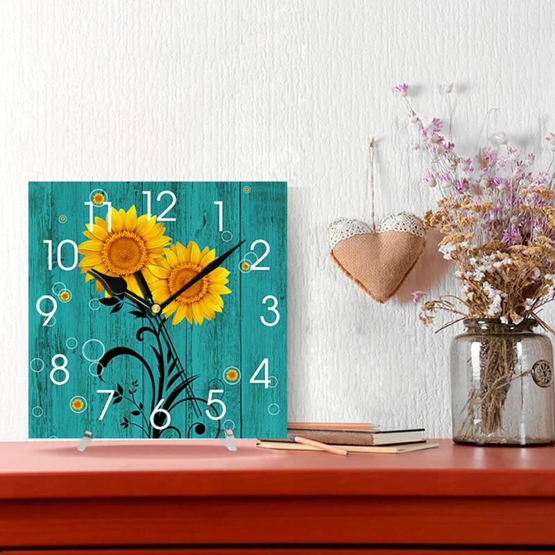 Silent Wooden Decorative Square Wall Clock Battery Operated Wall Clocks Rustic Style Home Decoration Square Wall Clock