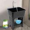 Utility Sink Laundry, Sanitation Station Indoor Outdoor Utility Sink with 360° Rotating Faucet Garden & Kitchen Sink