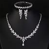 ZAKOL Luxury Cubic Zirconia Necklace Earrings Rings Set for Women Shinny Water Drop Leaf CZ Bridal Wedding Jewelry Sets
