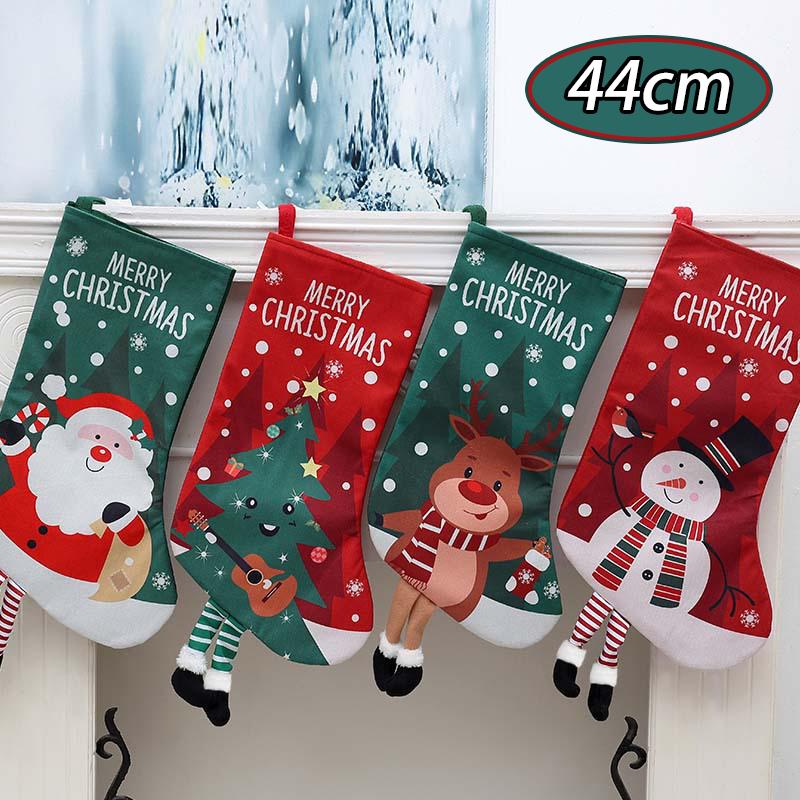 Large Christmas Socks Gift Bag Merry Christmas Eve Tree Pendant Decoration Santa Claus Snowman Elk Kid Child Candy Bag Gift Xmas